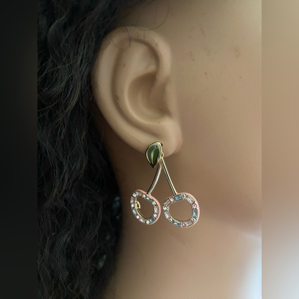 Coach Signature Crystal Cherry Drop Earrings - Picture 2 of 7